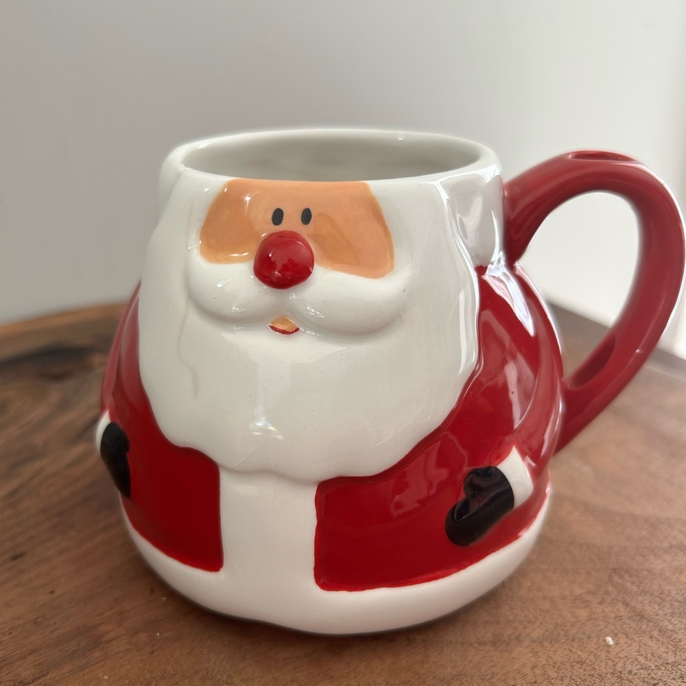 Avon Santa Claus Christmas Mug 4.5” Ceramic Red White Holiday Coffee Cup